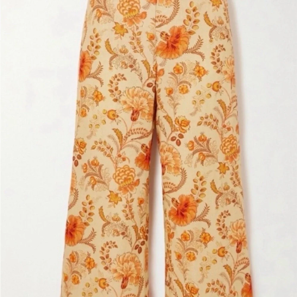 Zimmermann Orange and Cream Floral Wide-Leg Pants - Picture 2 of 2